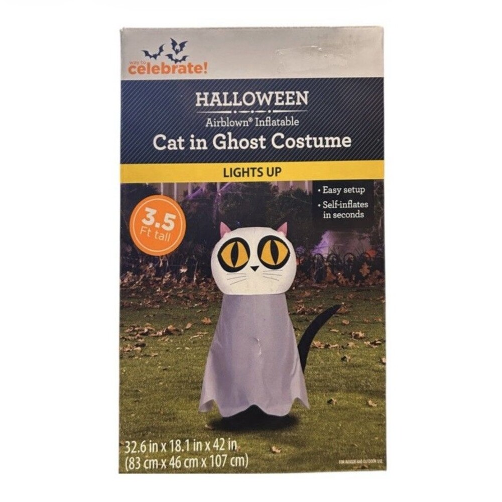 Way To Celebrate Cat in Ghost 3.5 Ft Halloween Airblown Inflatable Lights Up